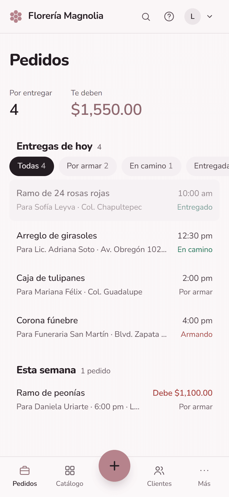 Panal para florería, en el celular